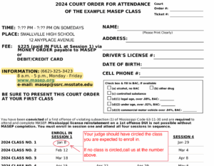 sample court order