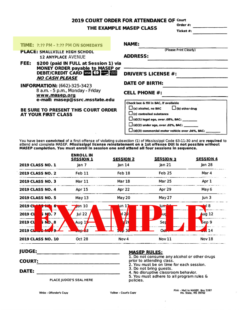 MASEP When Is My MASEP Class?